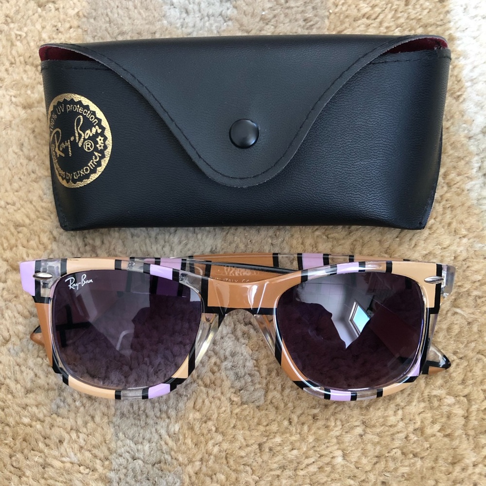 Ray-Ban Original Wayfarer Rare Prints Series Sunglasses Color Block Pattern EUC!